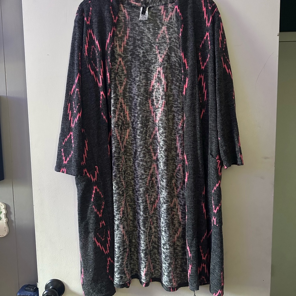 Glitzy Girlz Gray and Pink Cardigan